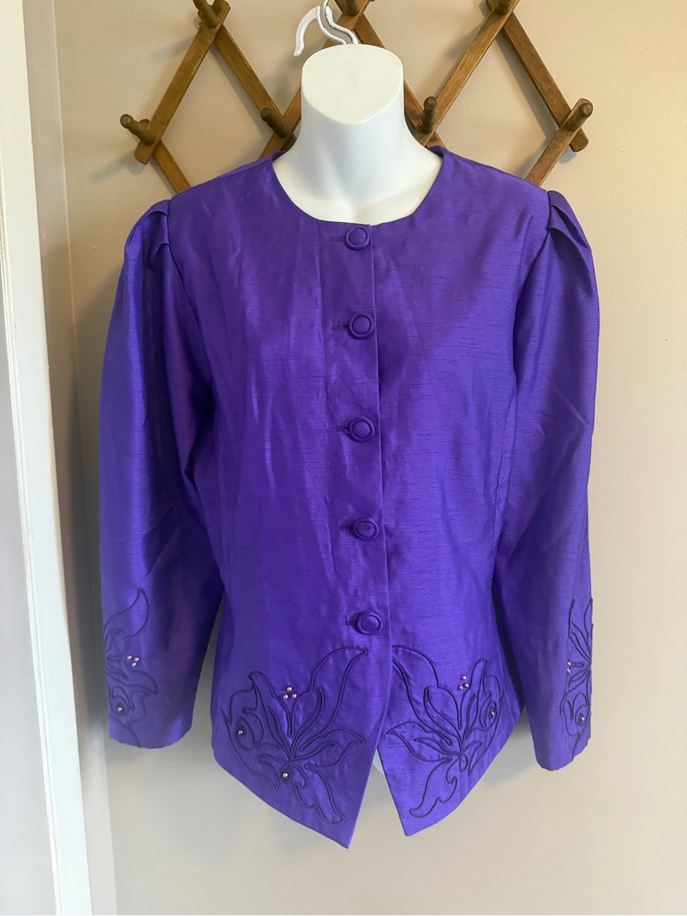Matinée Vintage Embroidered beaded 80s vibes Blazer Jacket Purple Size M